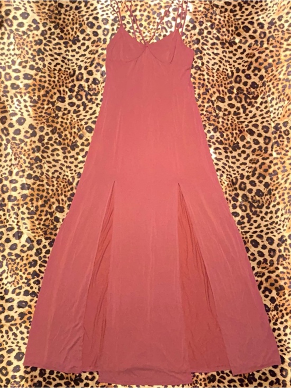Full Tilt Mauve Double Slit Maxi Dress with Strappy Detail